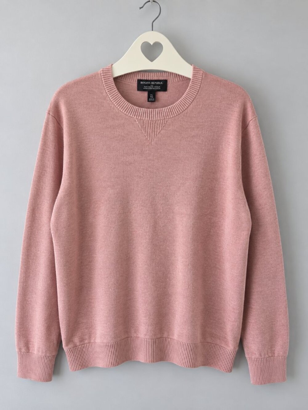 Banana Republic Men’s Organic Cotton Knit Crewneck Sweater Pink XL